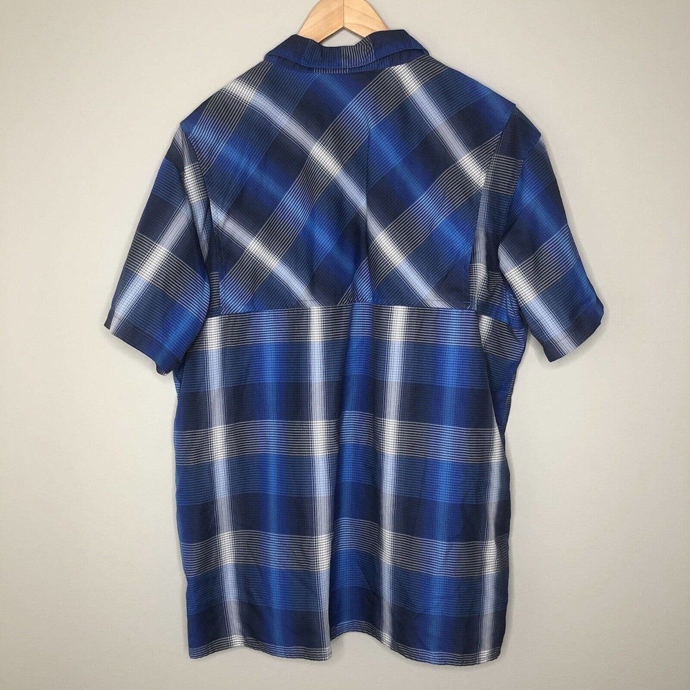 Columbia Omni Men's Blue Short Sleeve Button Down Vented Hiking Shirt Sz Large - Picture 8 of 8